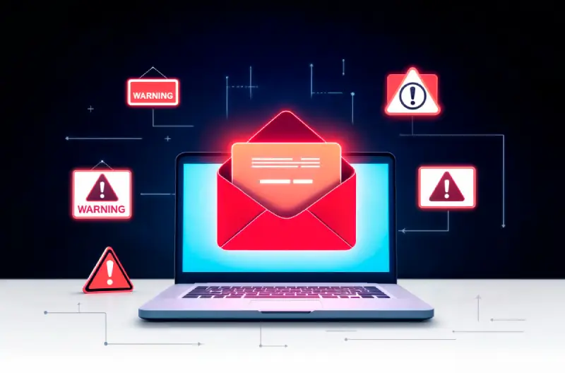 Migrinfo - Anticiper les interruptions avec des alertes efficaces Ordinateur affichant une enveloppe d’alerte pour prévenir des interruptions système