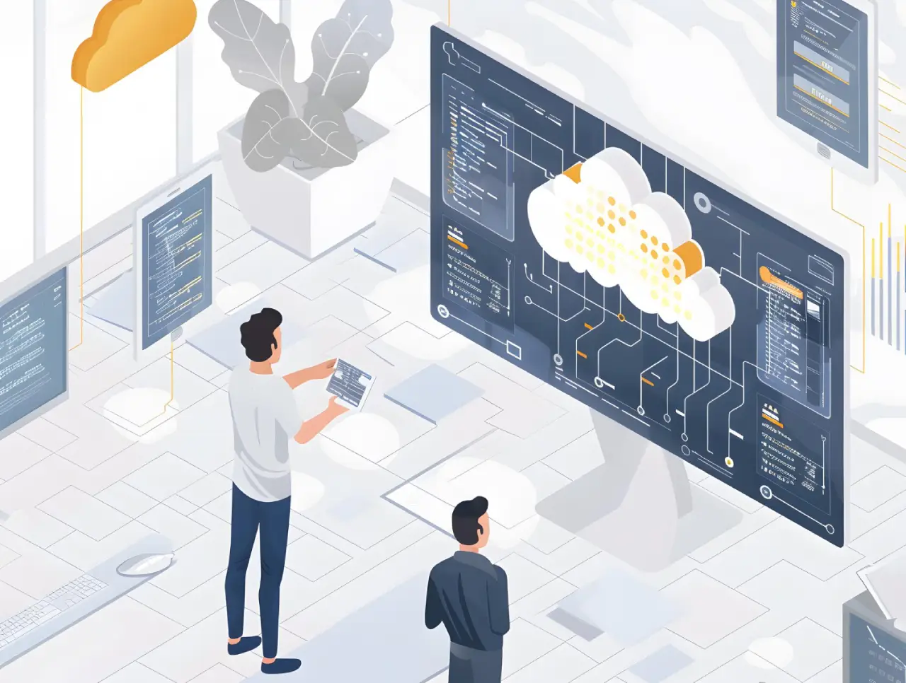 Migrinfo - Infrastructures stables et performantes Illustration de cloud computing et infrastructures informatiques performantes