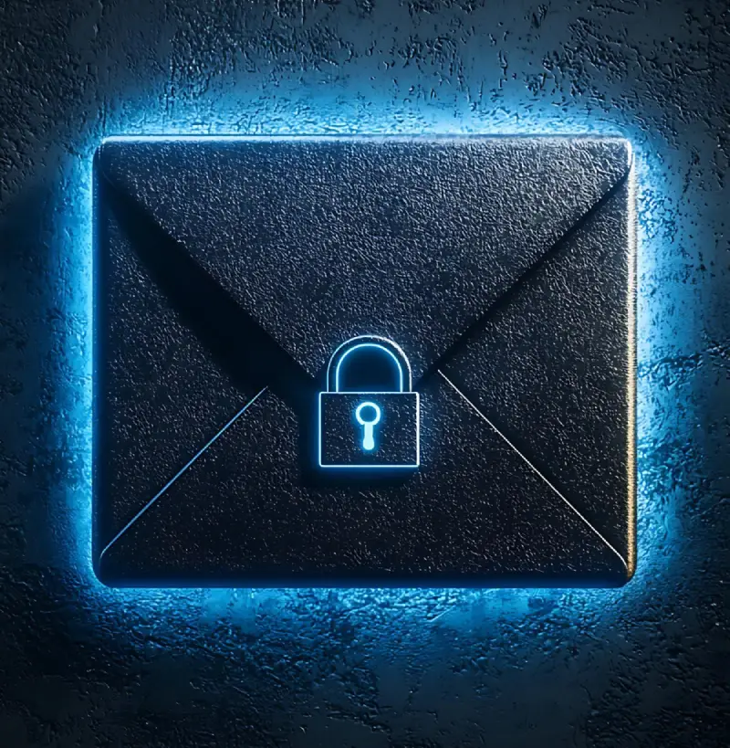 Migrinfo - Mail sécurisé pour vos communications Icône d’un mail sécurisé avec cadenas